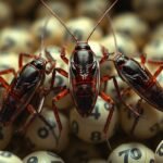 Blatte marroni su palline del Lotto, simbolo di ansie quotidiane