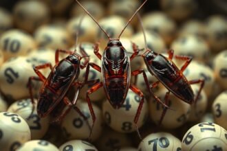Blatte marroni su palline del Lotto, simbolo di ansie quotidiane
