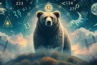 Orso simbolico con numeri fortunati e elementi astrologici
