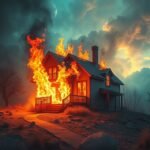 Casa in fiamme simbolo di trasformazione e cambiamento