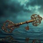 Chiave dorata sopra acqua che rappresenta opportunità finanziarie.