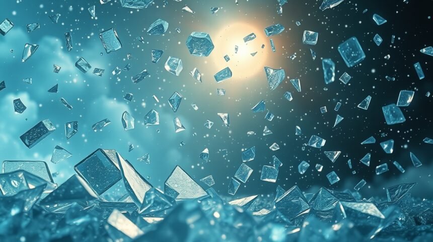 Vetro rotto che rappresenta sogni e interpretazioni simboliche.