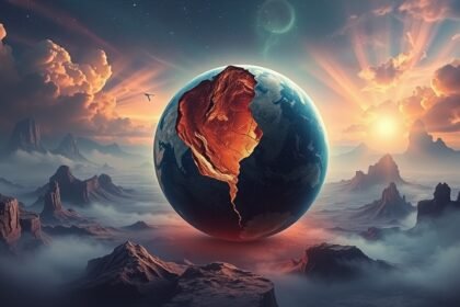 Immagine simbolica di un terremoto rappresentato sulla terra che si frattura.