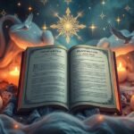 Libro aperto sulla interpretazione dei sogni con candele e simboli mistici.