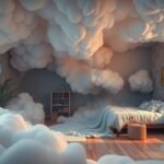 Camera confusa con nuvole, simbolo di ordine mentale nei sogni.