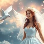 Sposa in abito bianco simbolo di purezza e nuovi inizi.