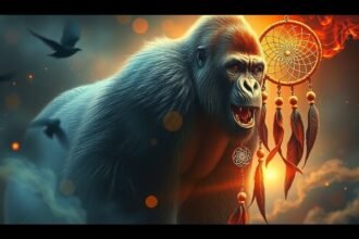 Gorilla che simboleggia forza e aggressività nei sogni.