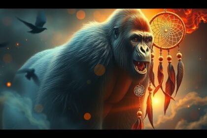 Gorilla che simboleggia forza e aggressività nei sogni.