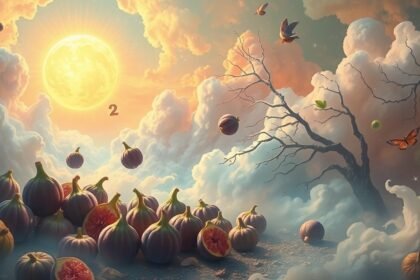 Fichi raccolti sotto un sole splendente tra nuvole