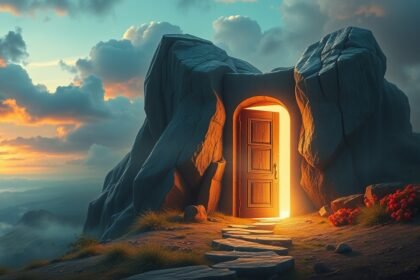 Porta illuminata su un sentiero che simboleggia nuove opportunità