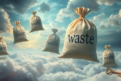 Sognare sacchi di scarto mentre fluttuano tra le nuvole