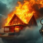 Casa avvolta dalle fiamme simbolo di passione e distruzione nei sogni