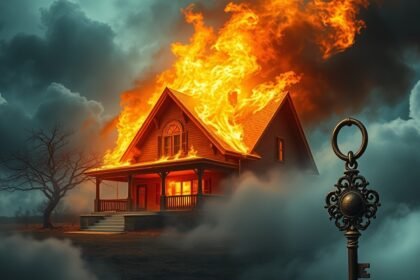 Casa avvolta dalle fiamme simbolo di passione e distruzione nei sogni
