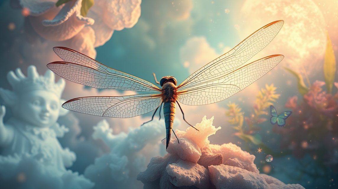 Libellula che simboleggia trasformazione e intuizione nei sogni