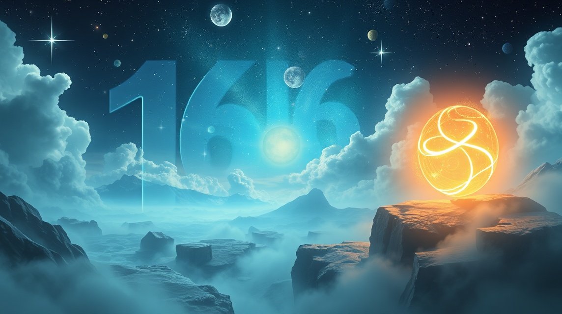 Numerologia del numero 1616 in un paesaggio celeste mistico