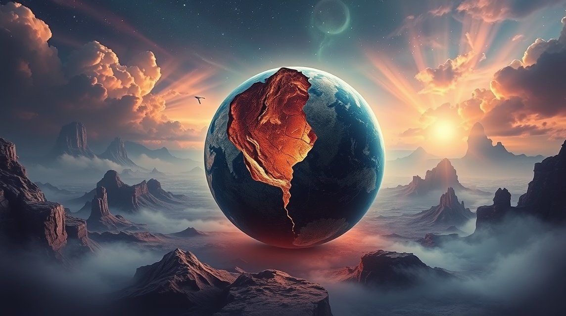 Immagine simbolica di un terremoto rappresentato sulla terra che si frattura.