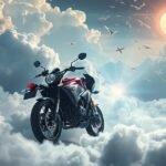 Moto sopra le nuvole che simboleggia libertà e sogni