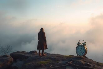 Donna che riflette sul tempo e sui legami passati con un orologio