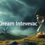 Un paesaggio onirico con una clessidra e un albero, simbolo di sogni e tempo.