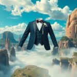 Vestito da sposo che fluttua in un paesaggio mozzafiato