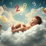 Neonato maschio sogna tra nuvole e numeri simbolici