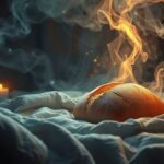 Pane fumante su un letto di tessuto bianco con candele