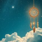 Sognare un cielo stellato con un dreamcatcher tra le nuvole.