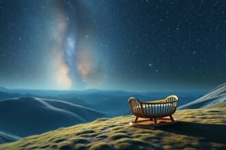 Culla sotto un cielo stellato, simbolo di nuovi inizi e sogni.