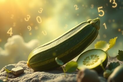 Zucchine fresche con numeri fortunati e simbolismo di crescita