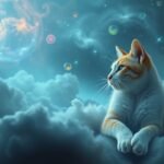 Gatto che osserva il cielo stellato tra le nuvole