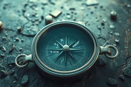 Compasso su una superficie irregolare, simbolo di instabilità