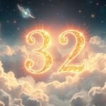 Numero angelico 32 tra nuvole e luce stellare