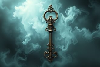 Chiave antica avvolta nella nebbia: simbolo di sogni e tradimenti