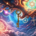 Chiave dorata tra simboli e sogni, riflesso dell'interpretazione dei numeri.