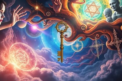 Chiave dorata tra simboli e sogni, riflesso dell'interpretazione dei numeri.