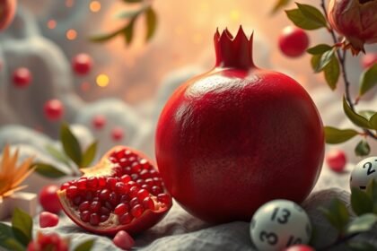 Melograno simbolo di fertilità con numeri del Lotto