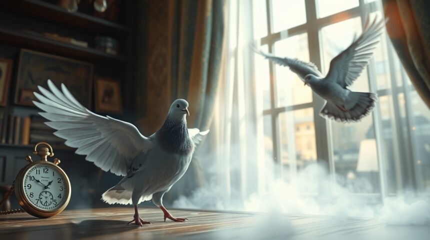 Piccione in casa simbolo di notizie in arrivo e cambiamenti.