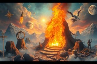 Visualizzazione surreale del fuoco, simbolo di passione e rinnovamento.