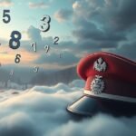 Cappello dei carabinieri con numeri fortunati fluttuanti nel cielo