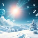 Paesaggio invernale con numeri e simboli sognanti