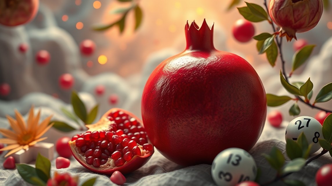 Melograno simbolo di fertilità con numeri del Lotto