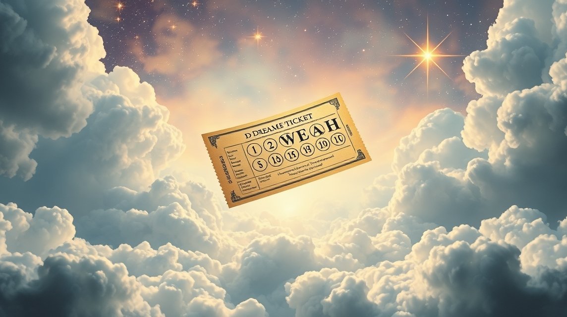 Biglietto della lotteria fluttuante tra le nuvole