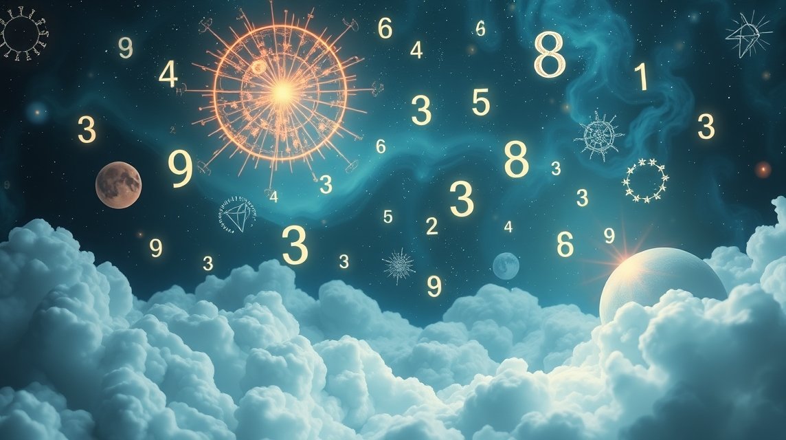 Numeri dei sogni e simboli astrali in un cielo stellato