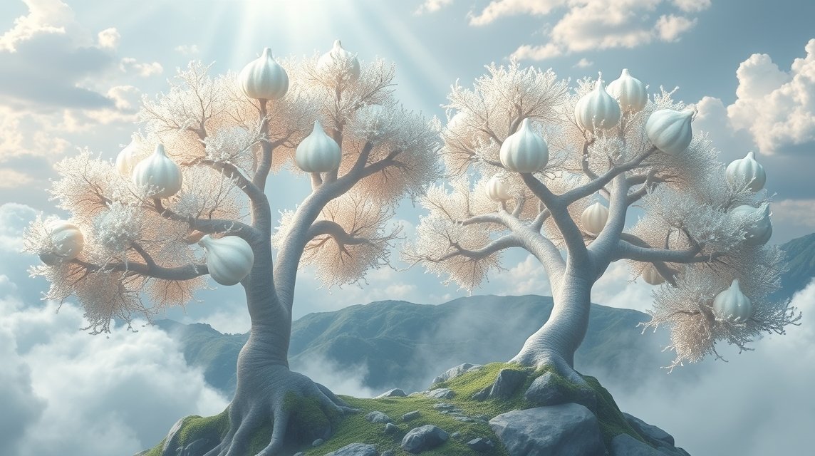 Albero di fichi bianchi in un paesaggio sereno e sognante