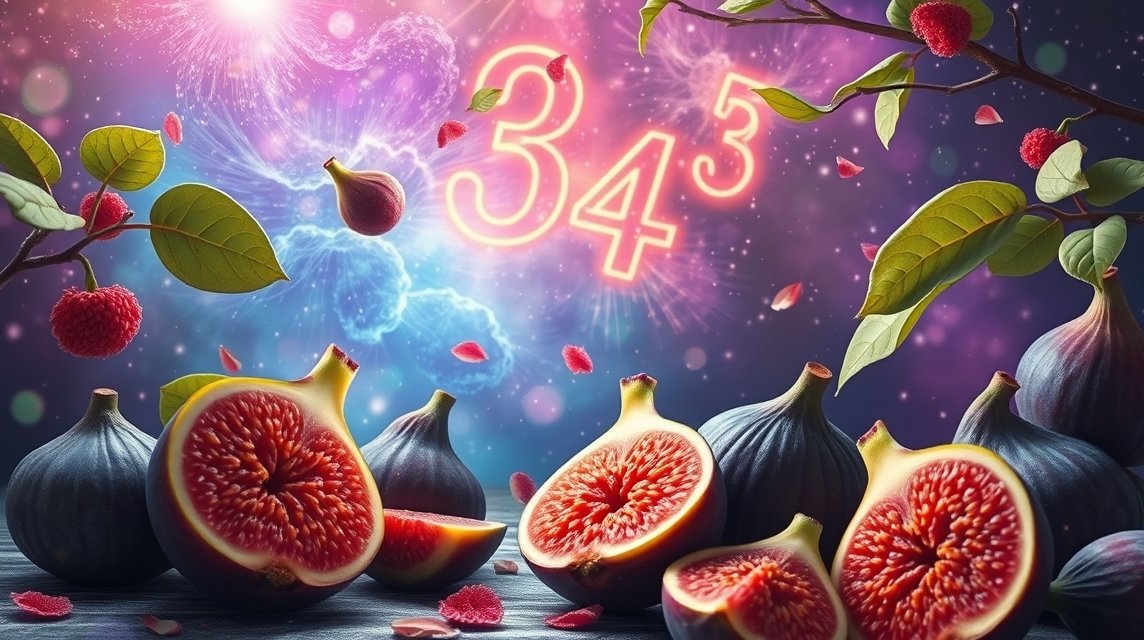 Fichi freschi con numeri fortunati in uno scenario onirico