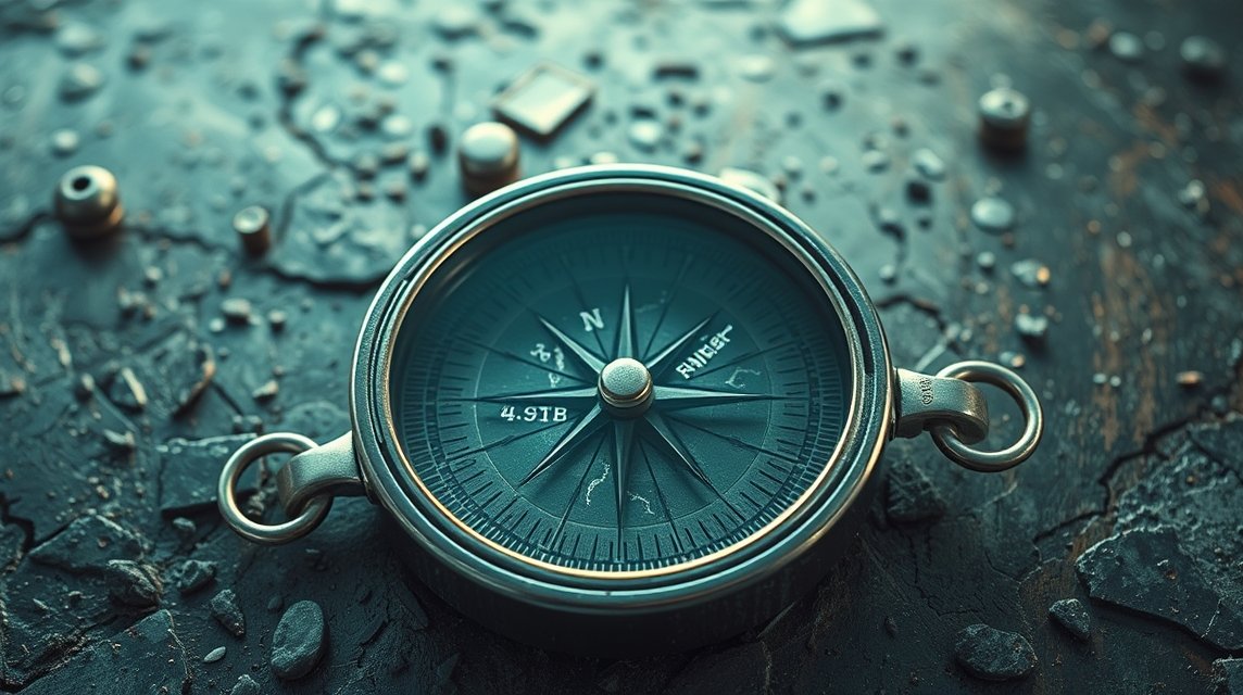 Compasso su una superficie irregolare, simbolo di instabilità