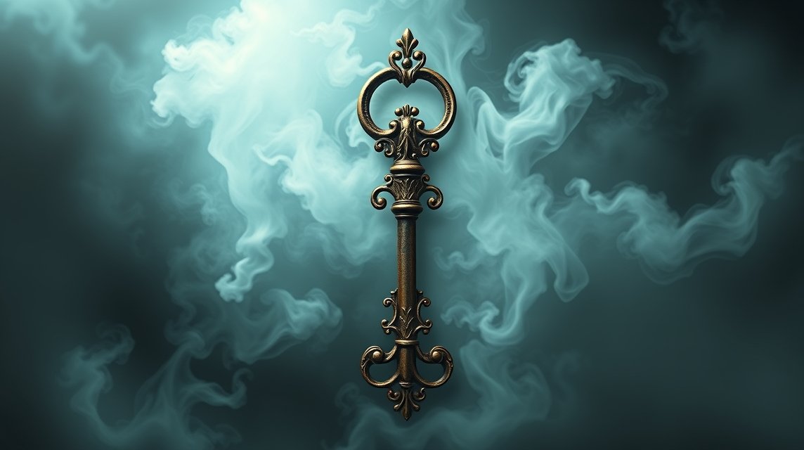 Chiave antica avvolta nella nebbia: simbolo di sogni e tradimenti