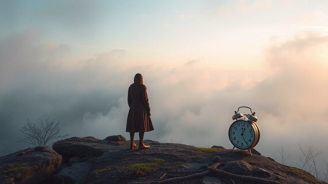 Donna che riflette sul tempo e sui legami passati con un orologio